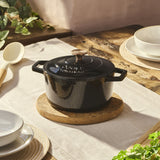 Cooks Professional Set of 3 Cast Iron Casserole | 20cm, 26cm and 28cm | Black