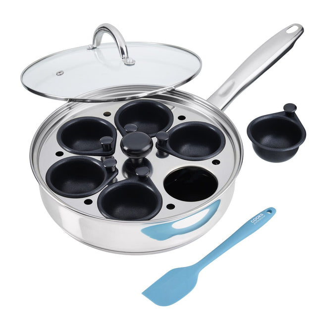 Cooks Professional 6 Cup Stainless Steel Egg Poacher Pan with Spatula