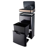 Cooks Professional Recycling Sensor Bin | 75L | 3 Compartments plus Food Caddy | Stainless Steel | Black and Copper