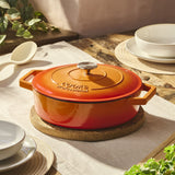 Cooks Professional Set of 3 Cast Iron Casserole | 20cm, 26cm and 28cm | Orange