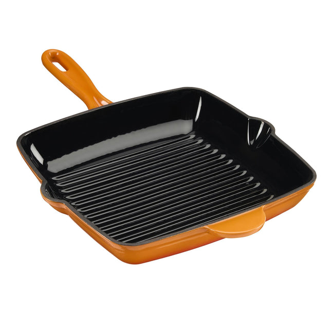 Cook Professional Cast Iron Frying Pan & Skillet 2 Piece Set | Orange