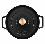 Cooks Professional Set of 3 Cast Iron Casserole | 20cm, 26cm and 28cm | Black