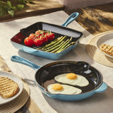 Cook Professional Cast Iron Frying Pan & Skillet 2 Piece Set | Teal