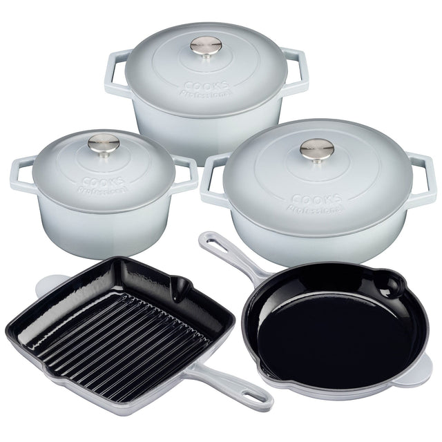 Cooks Professional Set of 5 Cast Iron | Grey