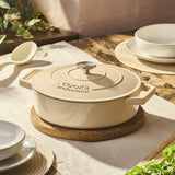 Cooks Professional Set of 3 Cast Iron Casserole | 20cm, 26cm and 28cm | Ivory