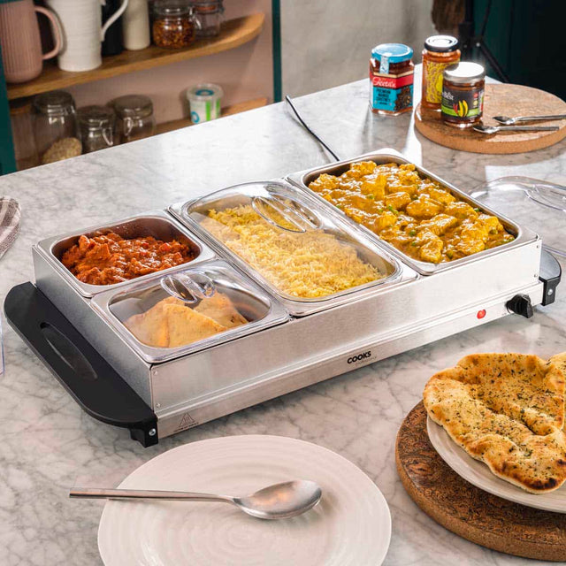 Cooks Professional 4 Section Buffet Warmer | 7.2L | Silver