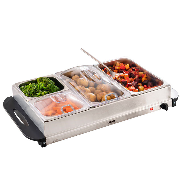 Cooks Professional 4 Section Buffet Warmer | 7.2L | Silver