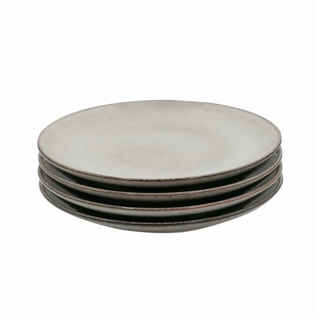Cooks Professional Nordic Stoneware 20cm Side Plates | Set of 4 | Reactive Glaze | Grey