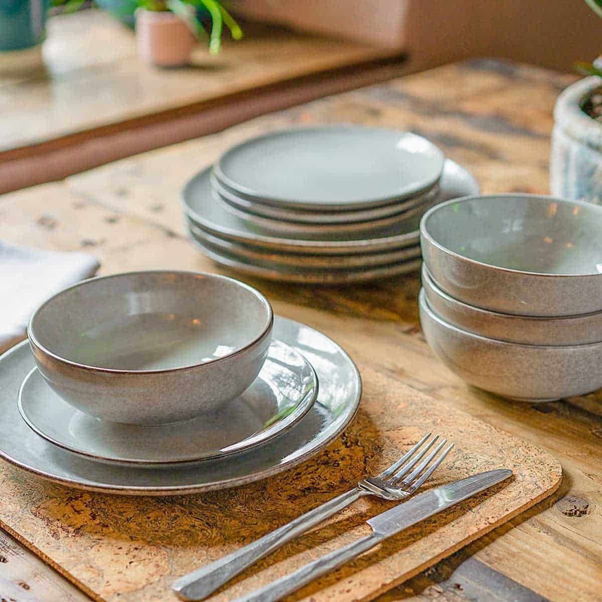 Cooks Professional 12 Piece Nordic Stoneware Dinner Set Grey