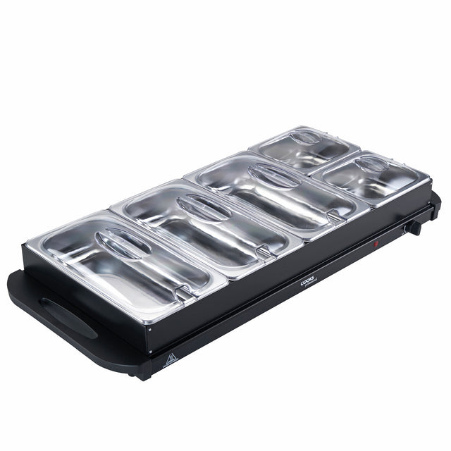 Cooks Professional Buffet Warmer and Hotplate | 5-Sections | 9.6L Capacity | Black