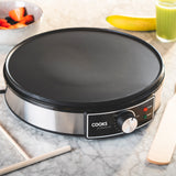 Cooks Professional Electric Crepe and Pancake Maker | Non Stick 30cm Hot Plate | 1300W | Silver