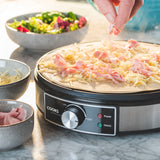 Cooks Professional Electric Crepe and Pancake Maker | Non Stick 30cm Hot Plate | 1300W | Silver
