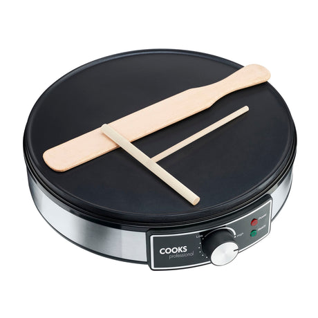 Cooks Professional Electric Crepe and Pancake Maker | Non Stick 30cm Hot Plate | 1300W | Silver