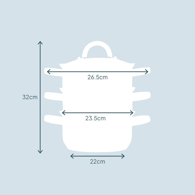 Cooks Professional 3 Tier Stainless Steel Steamer | 22cm