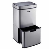 Cooks Professional Recycling Sensor Bin | 75L | 3 Compartments plus Food Caddy | Stainless Steel | Silver