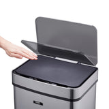 Cooks Professional Recycling Sensor Bin | 75L | 3 Compartments plus Food Caddy | Stainless Steel | Silver