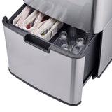 Cooks Professional Recycling Sensor Bin | 75L | 3 Compartments plus Food Caddy | Stainless Steel | Silver