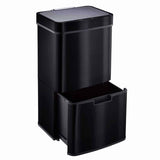 Cooks Professional Recycling Sensor Bin | 75L | 3 Compartments plus Food Caddy | Stainless Steel | Black