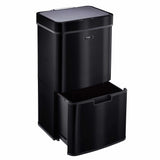 Cooks Professional Recycling Sensor Bin | 75L | 3 Compartments plus Food Caddy | Stainless Steel | Black