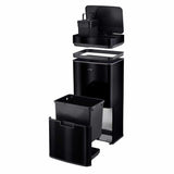 Cooks Professional Recycling Sensor Bin | 75L | 3 Compartments plus Food Caddy | Stainless Steel | Black