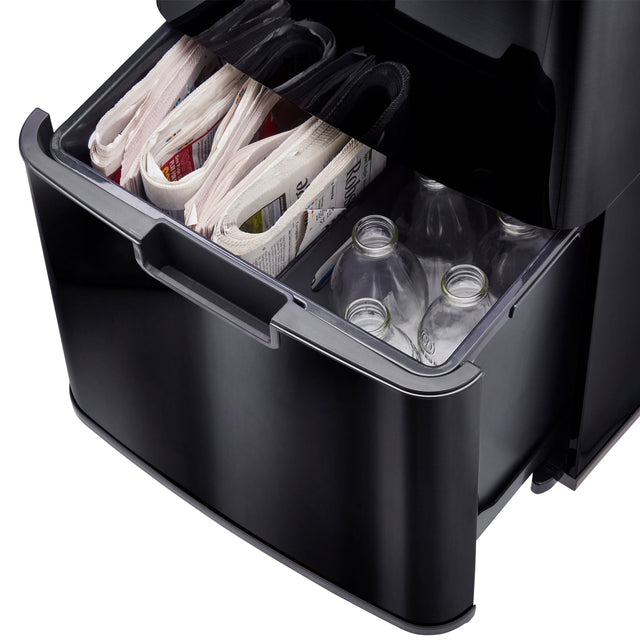 Cooks Professional Recycling Sensor Bin | 75L | 3 Compartments plus Food Caddy | Stainless Steel | Black