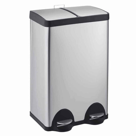 Cooks Professional 60L Recycling Pedal Bin | Dual Pedal - Silver