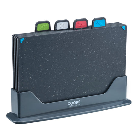 Cooks Professional 4 Piece Index Chopping Board Set | Grey