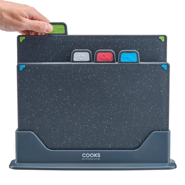 Cooks Professional 4 Piece Index Chopping Board Set | Grey
