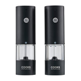 Cooks Professional Rechargeable Salt and Pepper Mill Set with Bamboo Base | Black