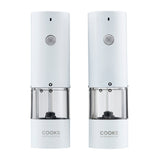 Cooks Professional Rechargeable Salt and Pepper Mill Set with Bamboo Base | White