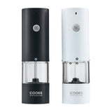 Cooks Professional Rechargeable Salt and Pepper Mill Set with Bamboo Base | Black and White