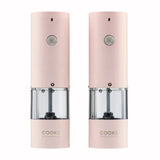 Cooks Professional Rechargeable Salt and Pepper Mill Set with Bamboo Base | Pink