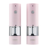 Cooks Professional Rechargeable Salt and Pepper Mill Set with Bamboo Base | Pink