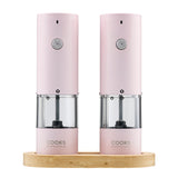 Cooks Professional Rechargeable Salt and Pepper Mill Set with Bamboo Base | Pink