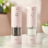 Cooks Professional Rechargeable Salt and Pepper Mill Set with Bamboo Base | Pink