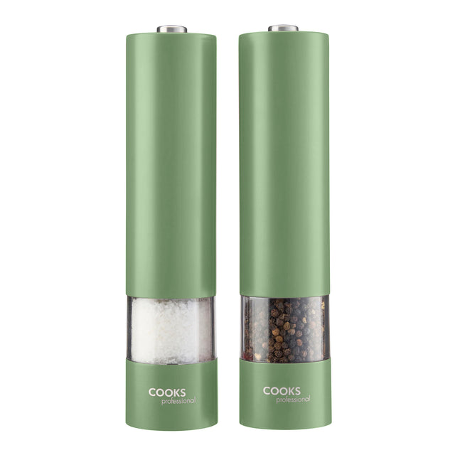 Cooks Professional Electric Salt and Pepper Mill Set | Green