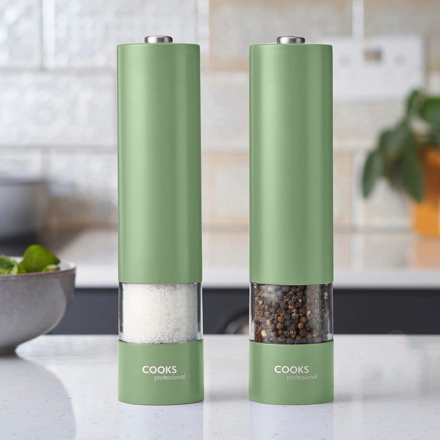 Cooks Professional Electric Salt and Pepper Mill Set | Green