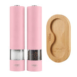 Cooks Professional Electric Salt and Pepper Mill Set with Bamboo Base | Pink