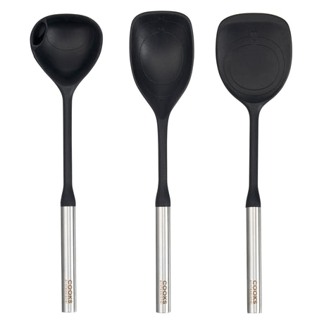 Cooks Professional 3 Piece Silicone Utensil Set with Stainless Steel Handles