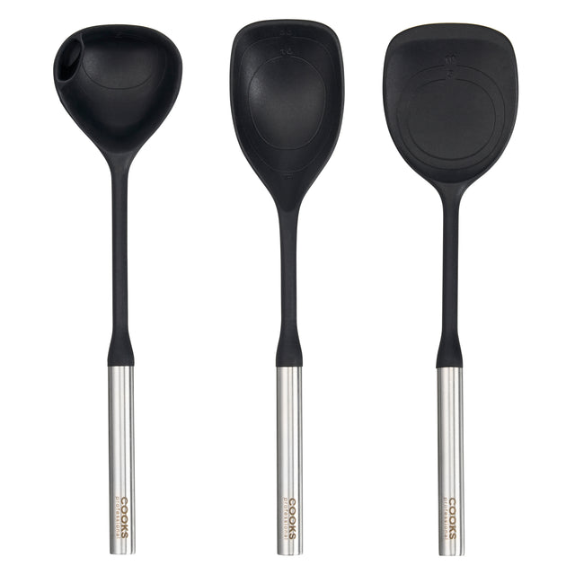 Cooks Professional 3 Piece Silicone Utensil Set with Stainless Steel Handles