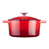 Cooks Professional Cast Iron Casserole 20cm | 2.8L Capacity | Enamelled Inside and Out | Graduated Red