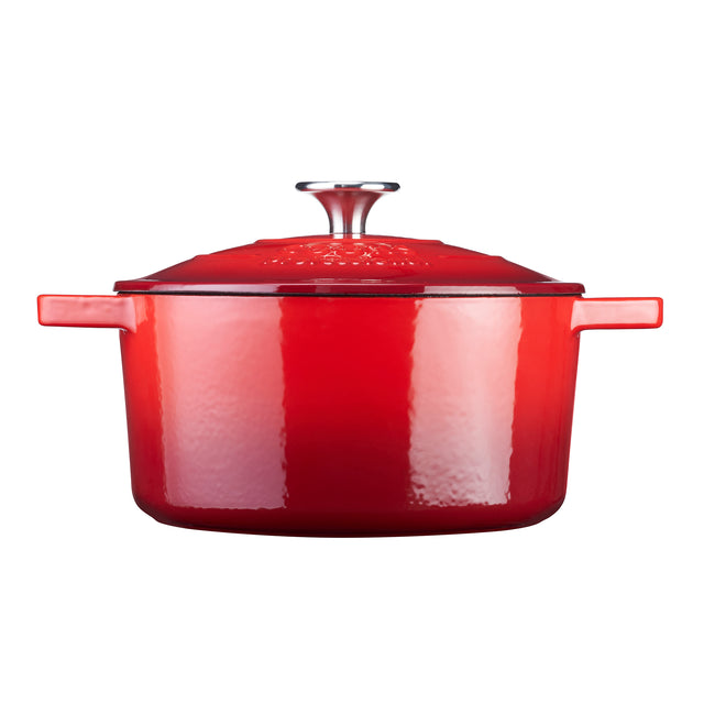 Cooks Professional Cast Iron Casserole 20cm | 2.8L Capacity | Enamelled Inside and Out | Graduated Red