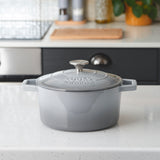 Cooks Professional Cast Iron Casserole Set of 3 | 20cm, 26cm and 28cm | Enamelled Inside and Out | Graduated Grey