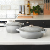 Cooks Professional Set of 2 Cast Iron Casserole | 26cm and 28cm | Graduated Grey