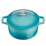 Cooks Professional Cast Iron Casserole 20cm | 2.8L Capacity | Enamelled Inside and Out | Graduated Green
