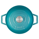 Cooks Professional Cast Iron Casserole 20cm | 2.8L Capacity | Enamelled Inside and Out | Graduated Green
