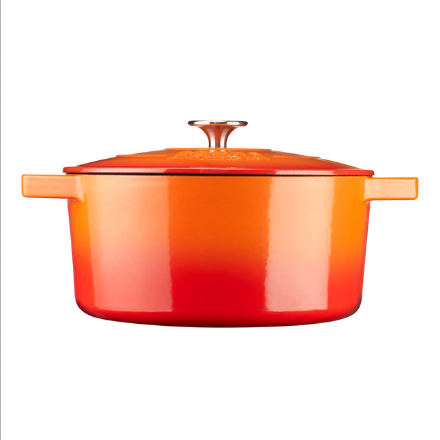 Cooks Professional Cast Iron Casserole 26cm | 5.8L Capacity | Enamelled Inside and Out | Graduated Orange