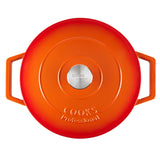 Cooks Professional Cast Iron Casserole 26cm | 5.8L Capacity | Enamelled Inside and Out | Graduated Orange