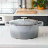Cooks Professional Cast Iron Casserole Set of 3 | 20cm, 26cm and 28cm | Enamelled Inside and Out | Graduated Grey