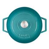 Cooks Professional Cast Iron Casserole Set of 2 | 26cm and 28cm | Enamelled Inside and Out | Graduated Teal